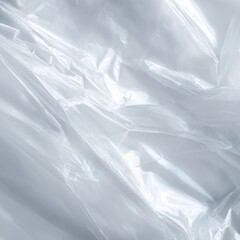 Obraz premium transparent plastic cellophane texture on white background, shiny wrinkled glossy surface abstract pattern