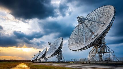 Electromagnetic pulse array radar detecting danger, dangerous world surveillance technology, threat monitoring system, defense warning equipment, with copy space