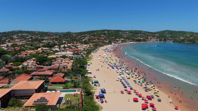 Aerial View of Praia de Gerib&aacute; Beach in B&uacute;zios, Rio de Janeiro, Brazil landscape