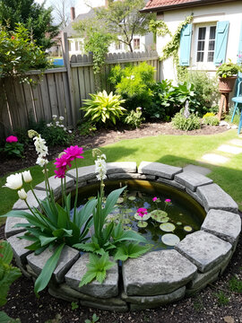 Le puit reconverti et fleuri dans le jardin