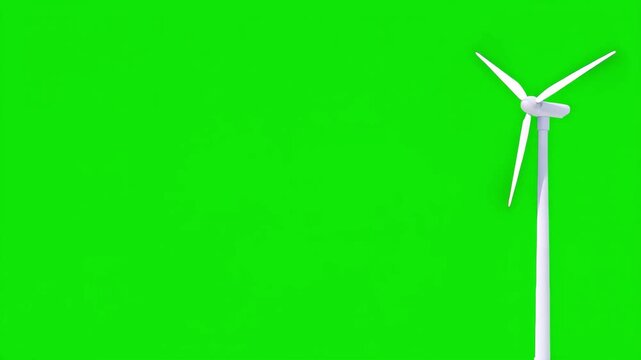 Wind Turbine Green Screen Background Animation Stock video footage. Green energy from wind turbines on empty green screen background