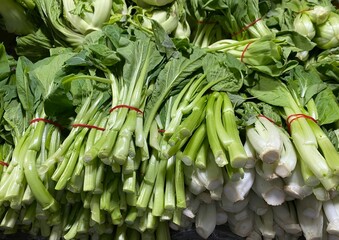 Fototapeta premium Sawi (mustard greens) sold in local market in Kuching, Malaysia.