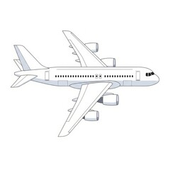Airplane flat vector illustration isolated on white background. Modern aviation and travel concept ideal for airlines, tourism branding, transport apps, and commercial design use.