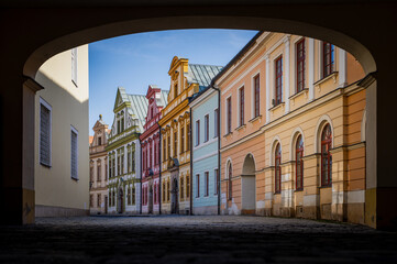 Canon Houses (Kanovnické domy) viewed through an archway, Hradec Králové, Czech Republic © MatT