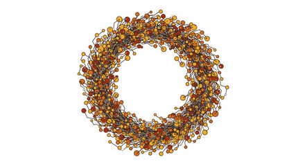 Obraz premium Colorful autumn leaves forming a circular wreath on white background.