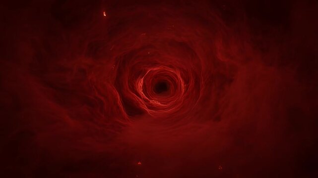 Abstract fiery vortex of red plasma with a dark central vortex