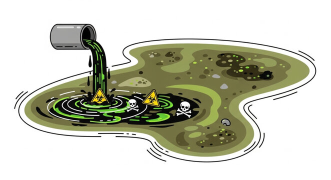 Oil Spill Pollution from Pipe Leak.