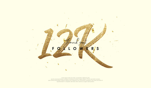 12k celebrations for followers, with fancy gold glitter figures.