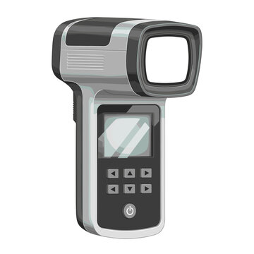 Isolated thermal detector with digital display and buttons on a white background, featuring a modern ergonomic design and sleek black and grey finish