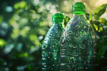 Plastic waste recycling green energy awareness photo