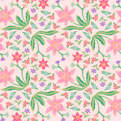 Batik floral seamless pattern illustration