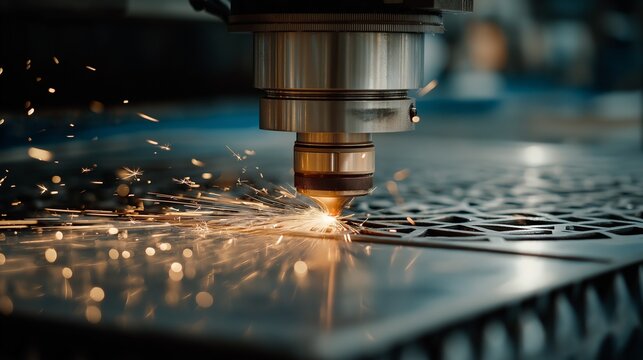 CNC plasma cutter sparking on metal surface