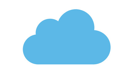 Fototapeta premium Simple light blue cloud illustration on a plain white background