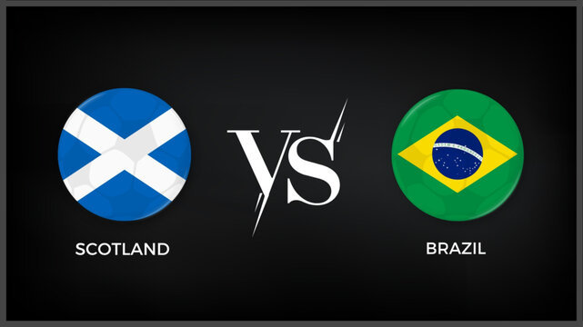 Scotland vs Brazil flag and world map use for FIFA world cup 2026 template banner design.