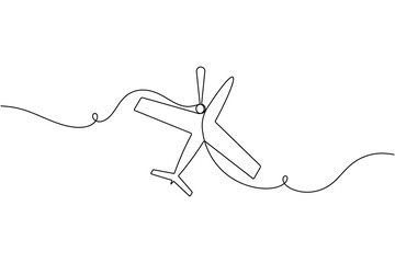 Obraz premium Air travel alert icon continuous one line art single drawing on white background minimalist plane warning sign symbol outline vector illustration