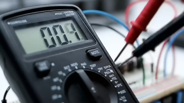 Multimeter Measuring Electrical Circuit Components.