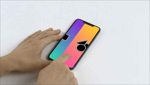 Mobile 14 Swipe Right Single &ndash; Modern Smartphone Screen Animation, Touch Swipe Scroll Tap Gestures, Vertical Mobile App Presentation and Digital Interface Display