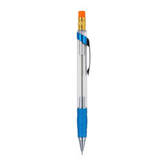 Stylish retractable ballpoint pen with blue and orange accents