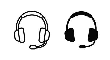 Two headset illustrations with microphones a minimalist silhouette © MDSAJIB
