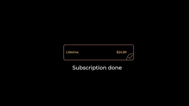 subscription plan pricing animation with monthly yearly and lifetime options.