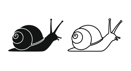 Two snails depicted in contrasting styles showcasing a dark silhouette © MDSAJIB