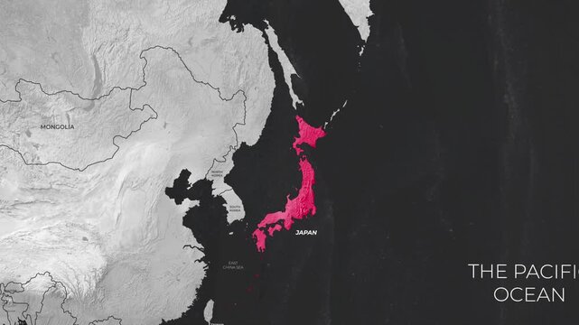 Japan highlighted on world political map zoom animation geographic concept 4k animation video
