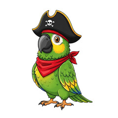 Naklejka premium Adventurous pirate parrot with bandana and eye patch perched confidently