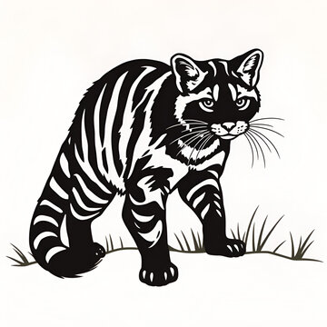 Striped Polecat Silhouette line  Art Vector