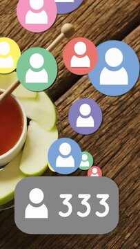 Vertical video: Follower surge starting, avatars spawning and flowing up as badge updating count