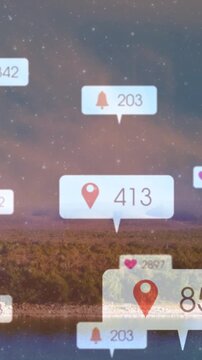 Vertical video: Pin bubble appearing, badge cluster floating, stacking, fading, showing live counts