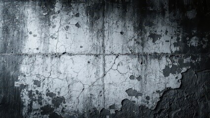 Fototapeta premium Close-up of dark gray concrete wall texture, interwoven with cracks and mottled texture, presenting a rough industrial-style visual effect, making it a material image suitable for background and textu