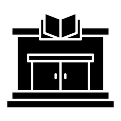 Fototapeta premium Library Building Glyph Icon: Knowledge, Education and Learning Concept