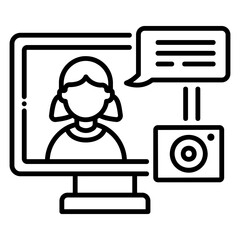 Obraz premium Video Call with Camera Icon, Online Communication