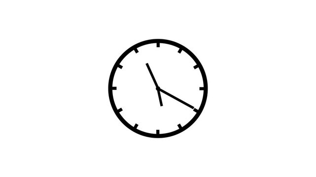 Simple line art clock face animation with moving hands for time concept on white background with video animation.
