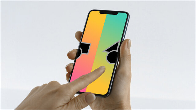 Mobile 3 Swipe Right Double &ndash; Modern Smartphone Screen Animation, Touch Swipe Scroll Tap Gestures, Vertical Mobile App Presentation and Digital Interface Display