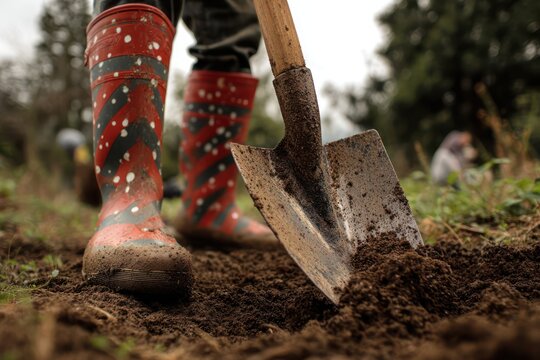 Person digging soil with a shovel