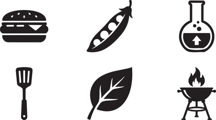 Plant Based Meat Alternatives, Vegan Protein and Sustainable Food Technology Geometric Icon Set Vector Illustration © Abdul Hamid