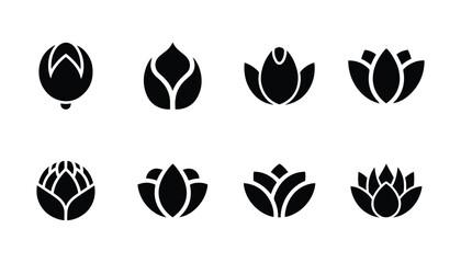 Black lotus flower logo icon designs