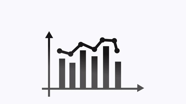 Business graph bar chart with trend line animation