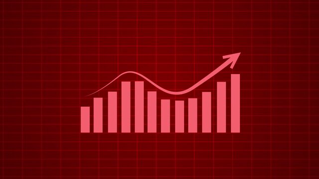Business graph bar chart with upward trend animation