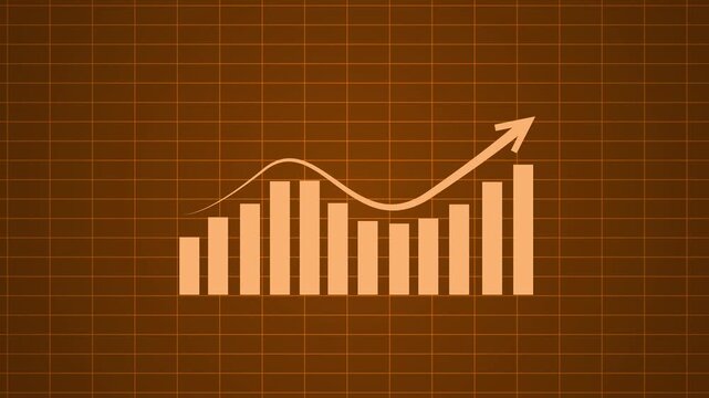 Business graph bar chart with upward trend animation