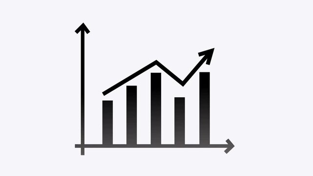 Simple minimal business graph bar chart with upward trend animation