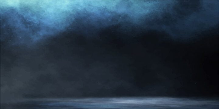 A dramatic time lapse of dark stormy clouds moving across a blue nature backdrop with textures of fog and smoke over a moonlit night ocean