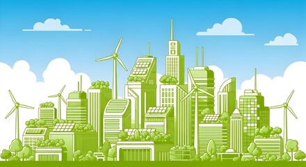 Fototapeta premium Ciudad verde de Shanghai, China. Concepto de medio ambiente y ecología. Ilustración vectorial.