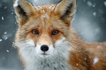 Obraz premium Stunning red fox portrait in deep snow