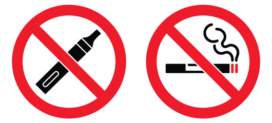 Vector illustration of no smoking no vaping symbols on white background © EQBAL BASAR HABIB