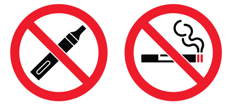 Vector illustration of no smoking no vaping symbols on white background