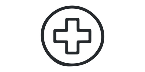 Obraz premium Vector icon of a medical cross button symbol for first aid emergency health services in a hospital pharmacy or ambulance web illustration