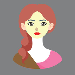is a flat vector illustration depicting a portrait of an Indian woman.