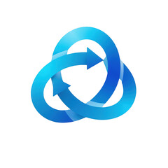 Abstract circular arrows forming a modern interconnected network design isolated on transparent background